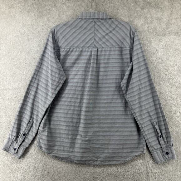 Toad&Co Shirt Mens M Gray Striped LS Button Front Collared Pockets Outdoor Light - Picture 6 of 13